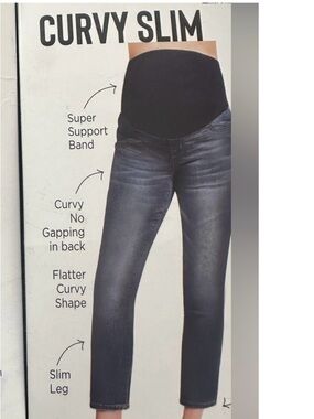 Curvy Slim Maternity Ankle Jeans - Black Band, Washed Gray Denim